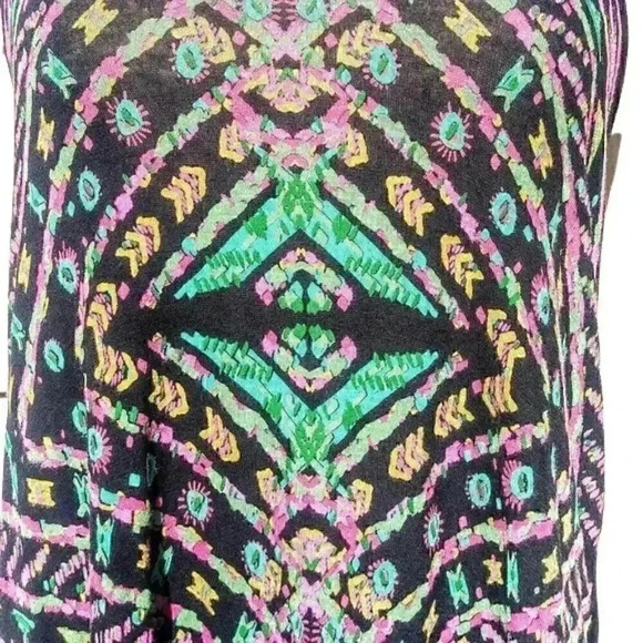 NEW Feng Bold Colorful Geometric Print Razor Scoop Neck Back Tank Top - Picture 2 of 5
